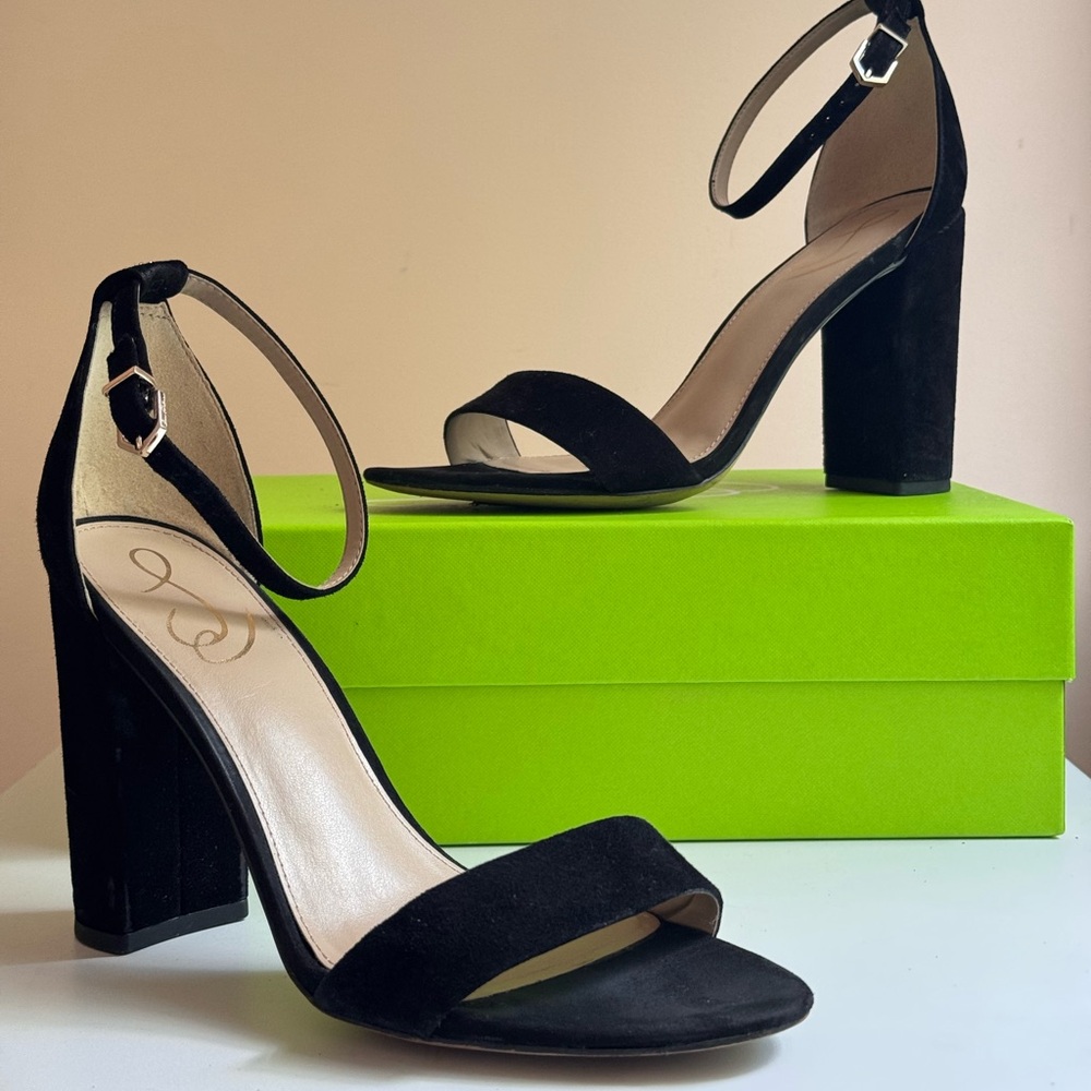 Sam Edelman Black Suede Ankle Strap Heels